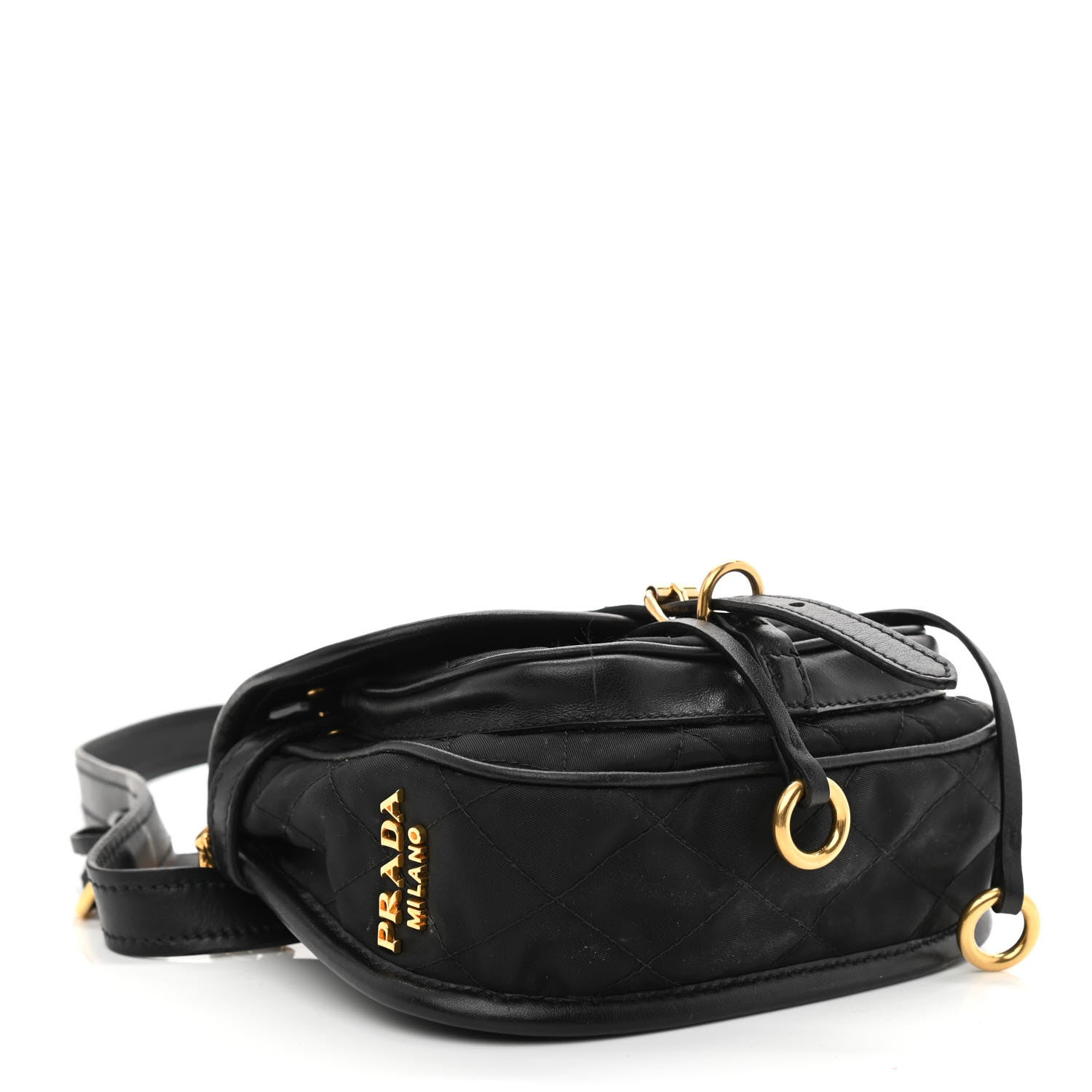 Prada Nylon Embroided Corsaire Belt Bag Black 3 of 9