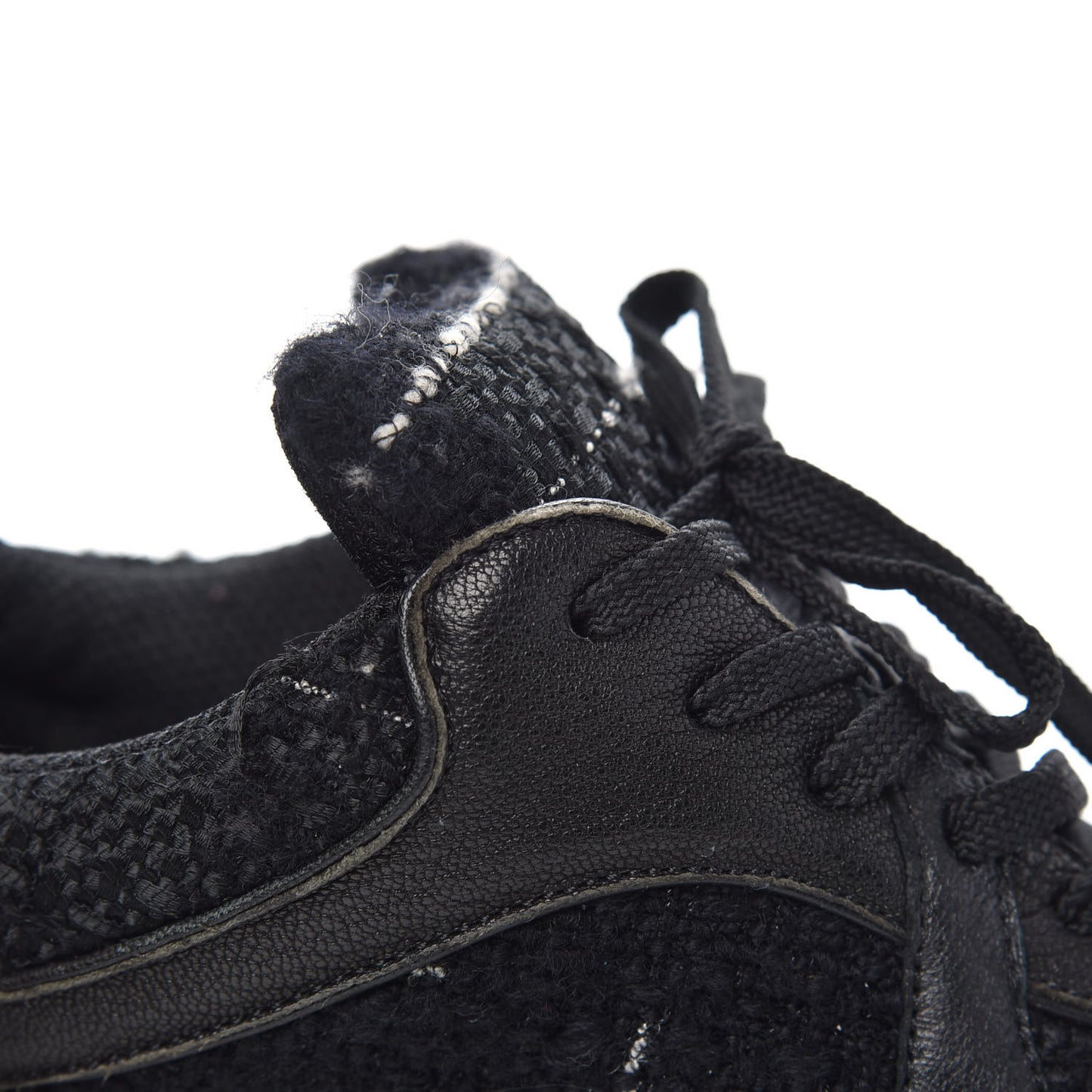 Tweed Suede Goatskin CC Sneakers 37.5 Black White