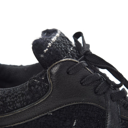 Chanel Tweed Suede Goatskin CC Sneakers 37.5 Black White 11 of 11