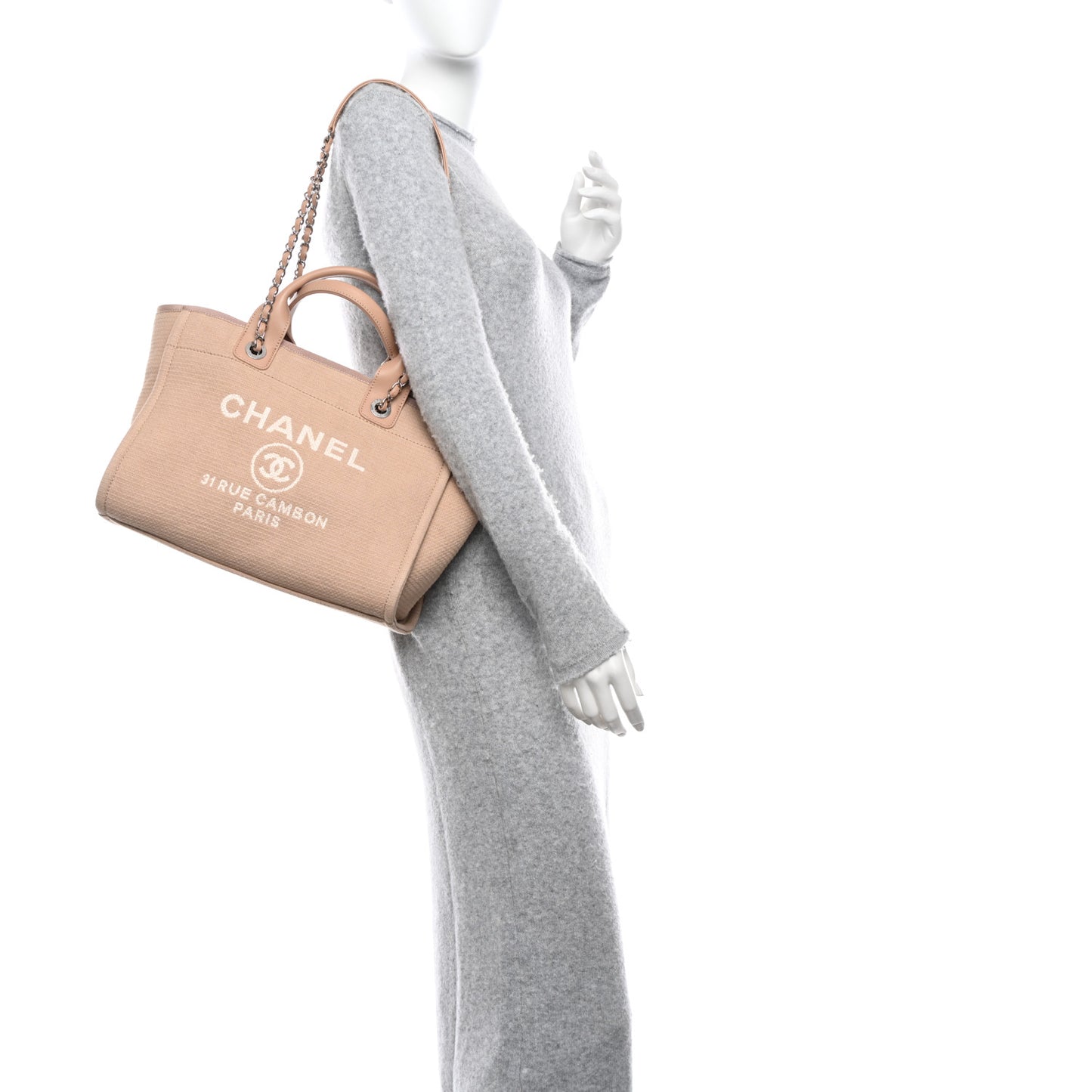 Mixed Fibers Small Deauville Tote Beige
