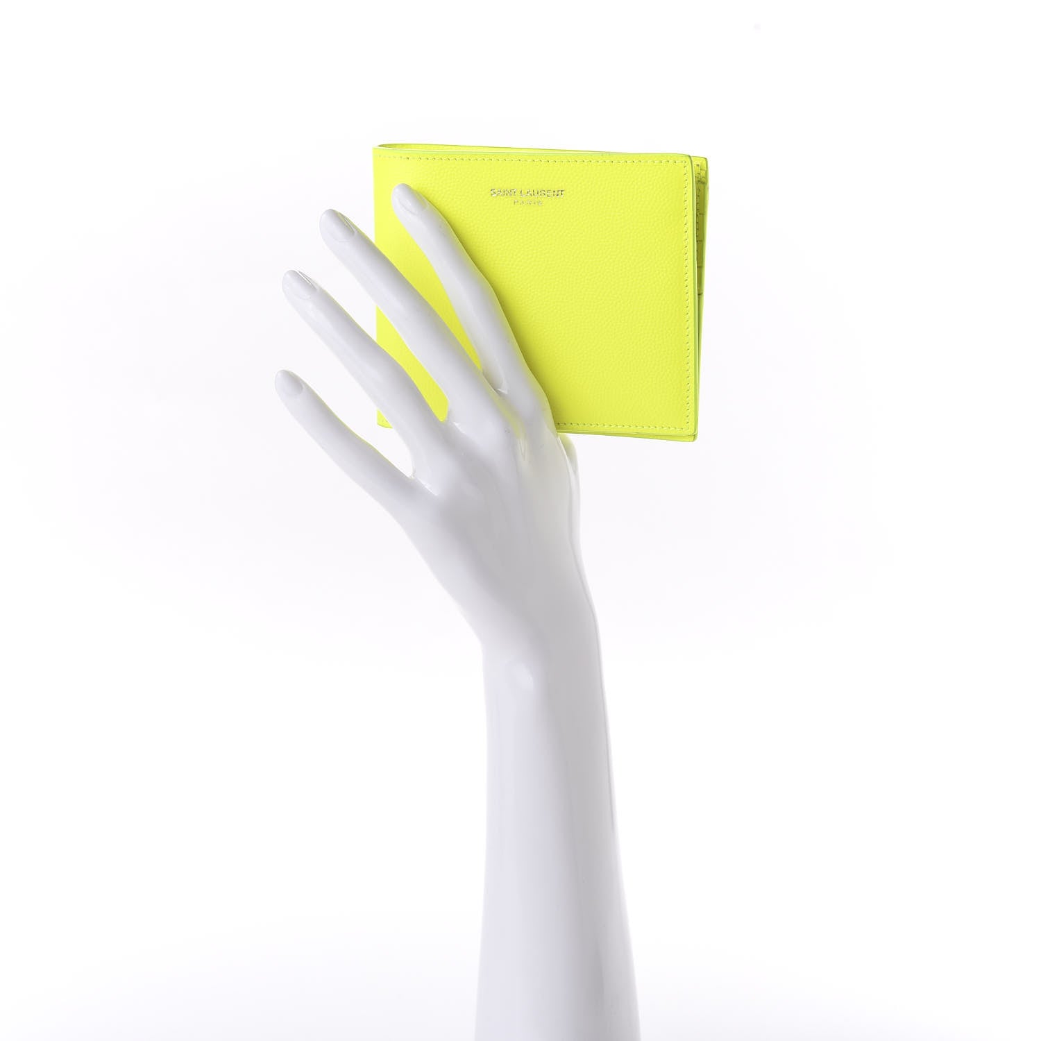 Saint Laurent Grain De Poudre Paris East West Wallet Neon Yellow 2 of 9