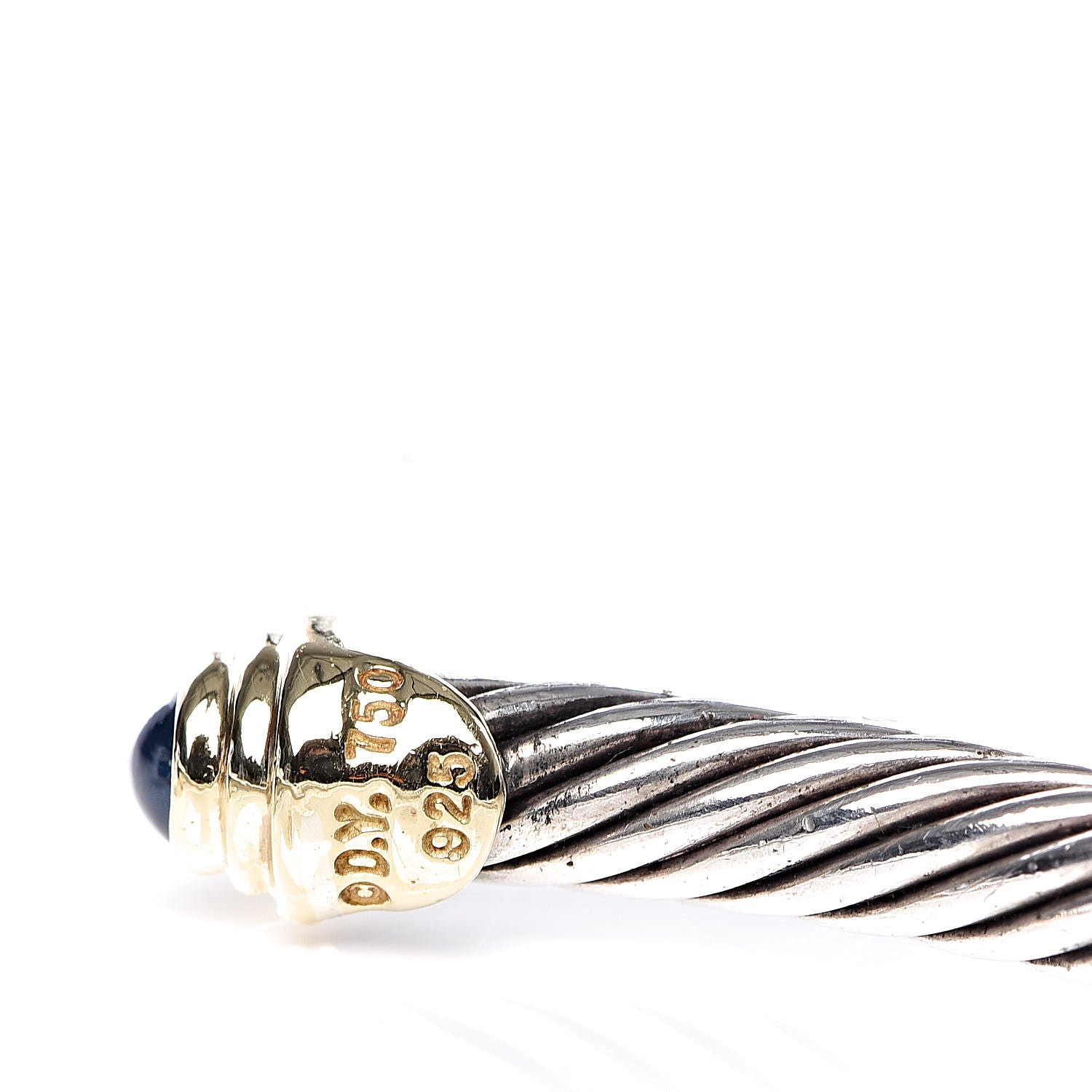 David Yurman Sterling Silver 18K Yellow Gold Blue Sapphire 4mm Cable Kids Birthstone Bracelet 4 of 5