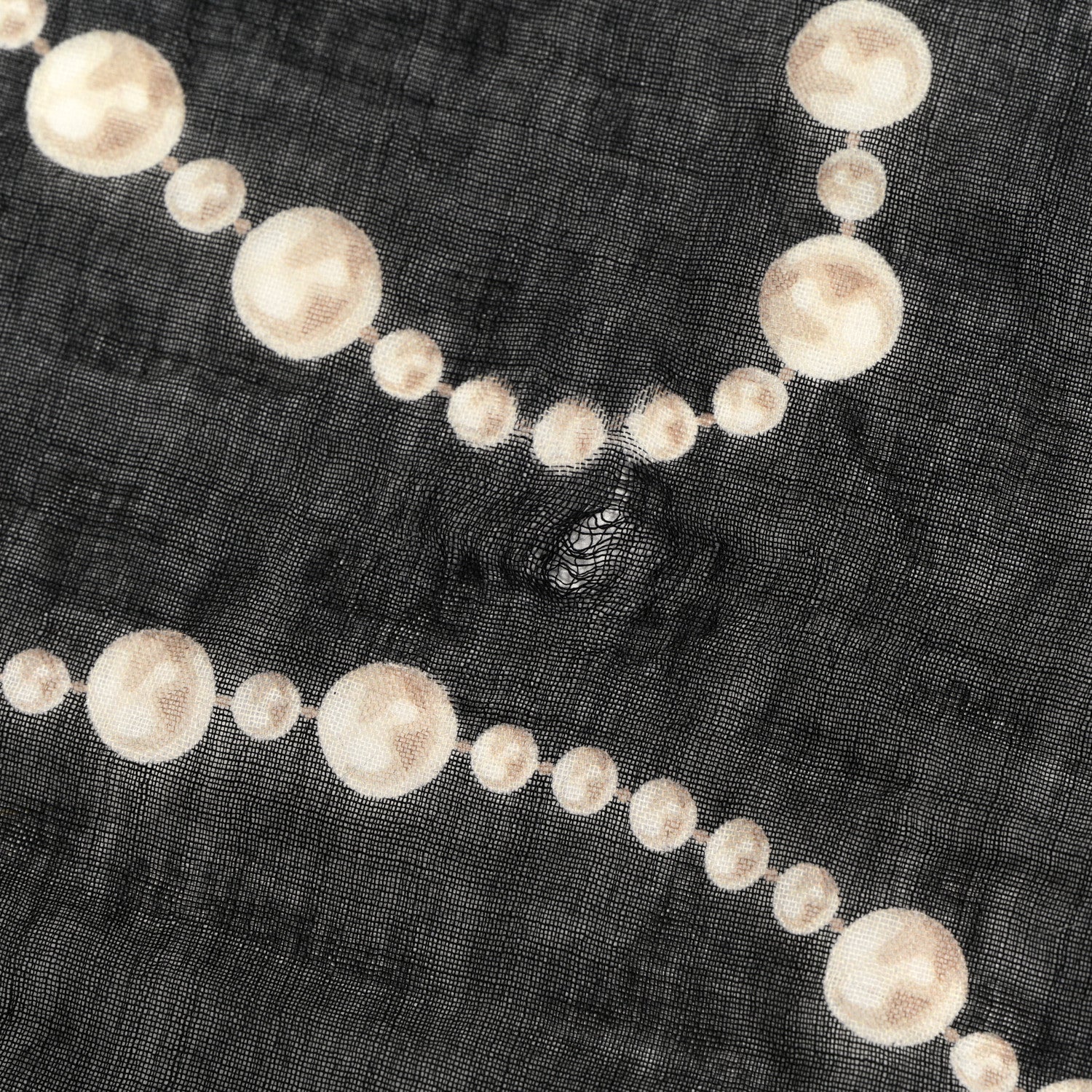 Chanel Cashmere Silk CC Pearl Stole Black White 5 of 6