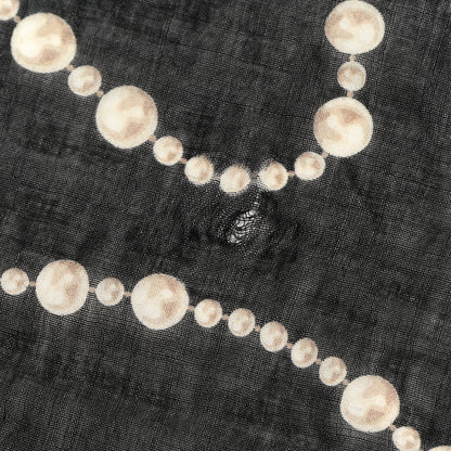 Chanel Cashmere Silk CC Pearl Stole Black White 5 of 6