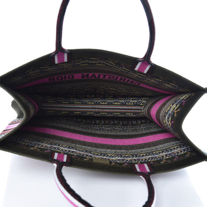 Christian Dior Canvas Embroidered Book Tote Olive Multicolor 5 of 12