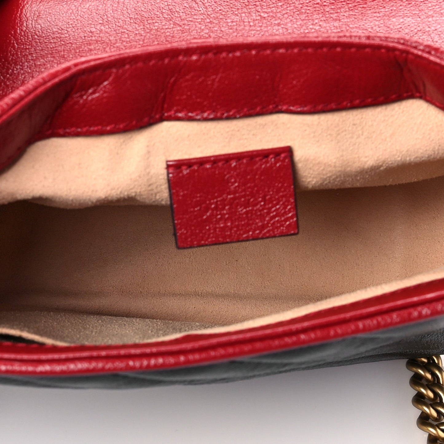 Vintage Effect Calfskin Matelasse Diagonal Mini Torchon GG Marmont Top Handle Shoulder Bag Black Romantic Cherry