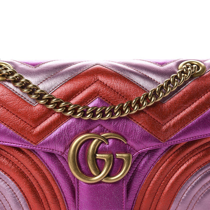 Gucci Metallic Calfskin Matelasse Small GG Marmont Shoulder Bag Fuchsia 11 of 11