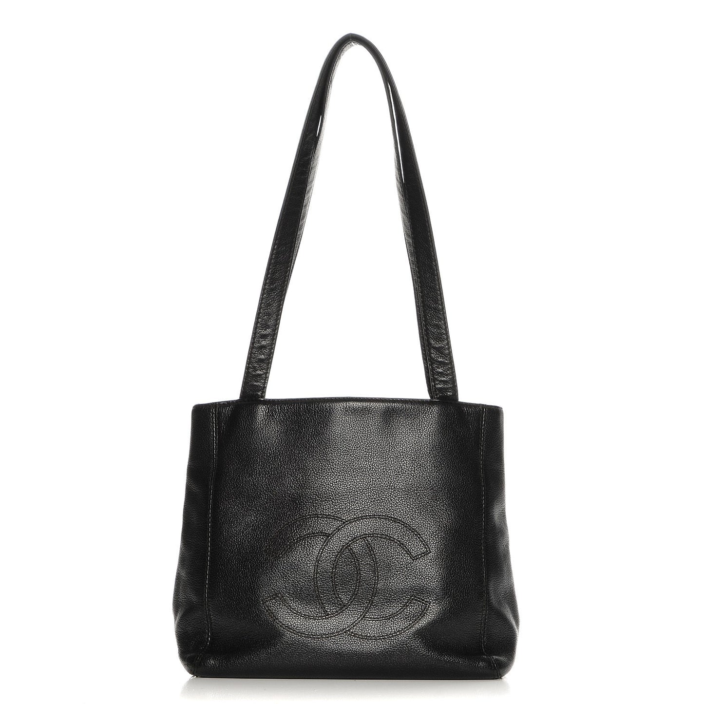 Calfskin CC Shoulder Bag Black