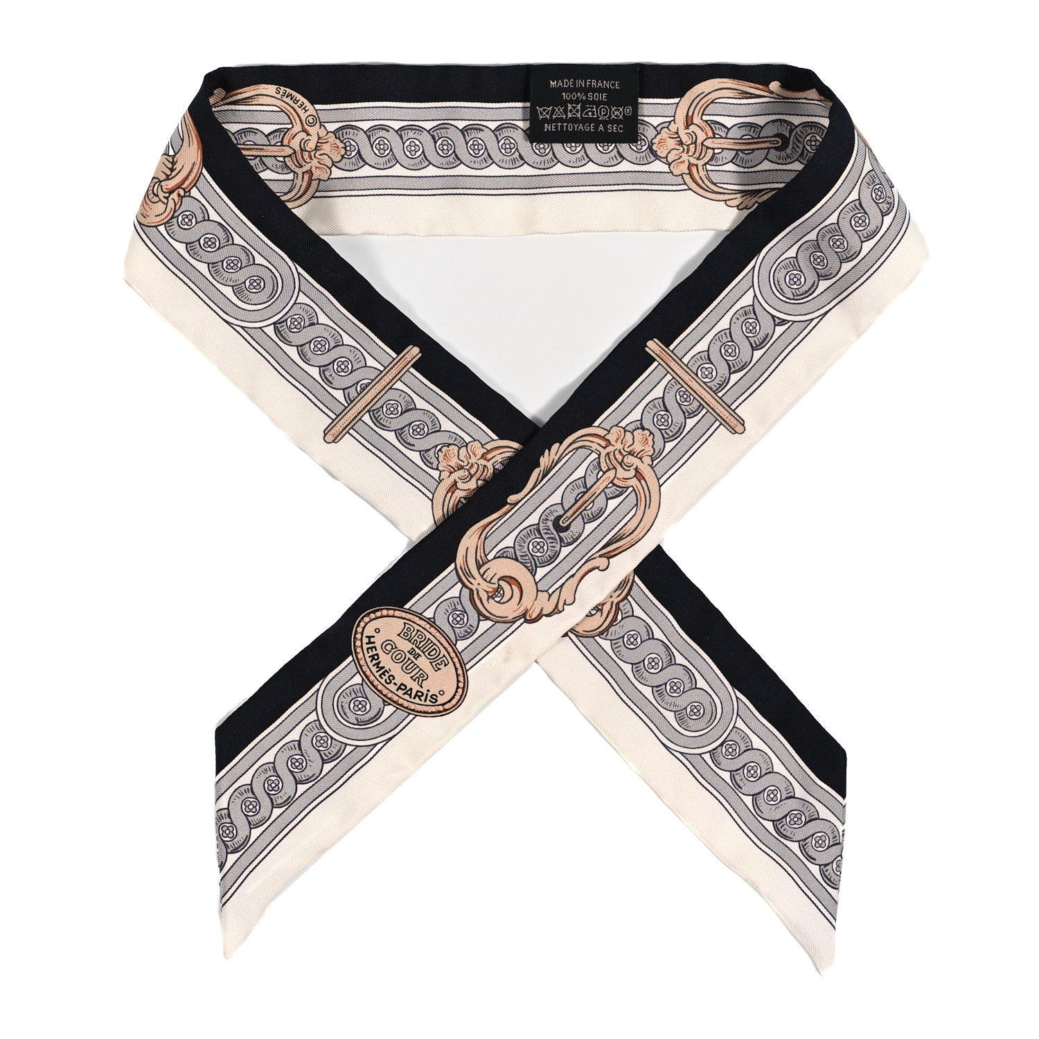 Hermes Silk Bride De Cour Twilly Black White Or Rose 1 of 3