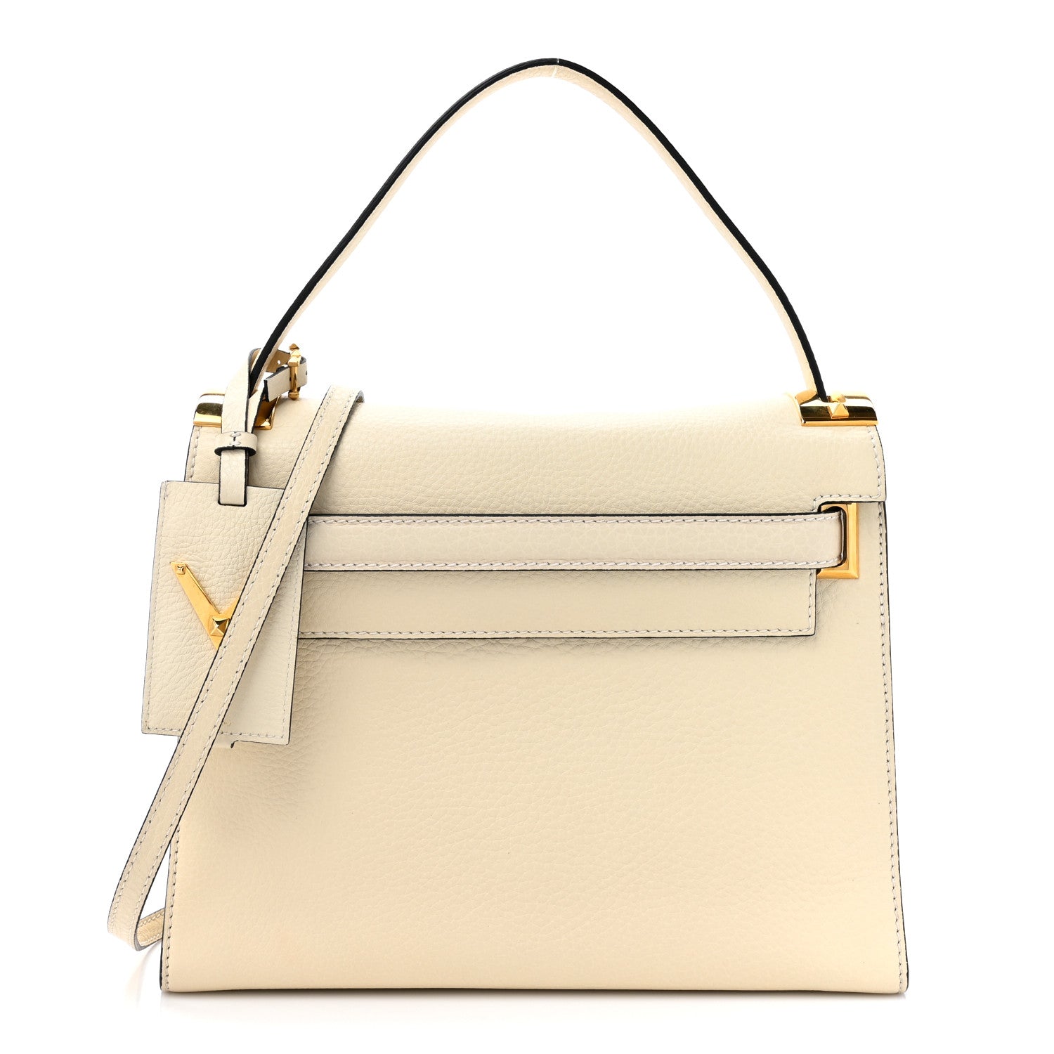 Valentino Garavani VALENTINO GARAVANI Grained Calfskin Medium My Rockstud Frame Bag Light Ivory 1 of 14