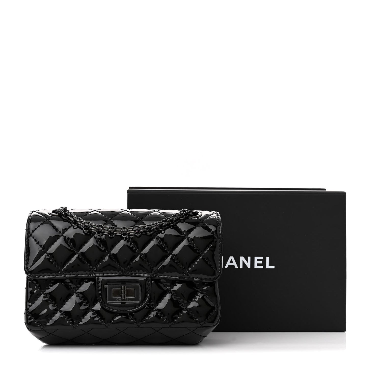 Patent Calfskin Quilted 2.55 Reissue Mini Flap So Black