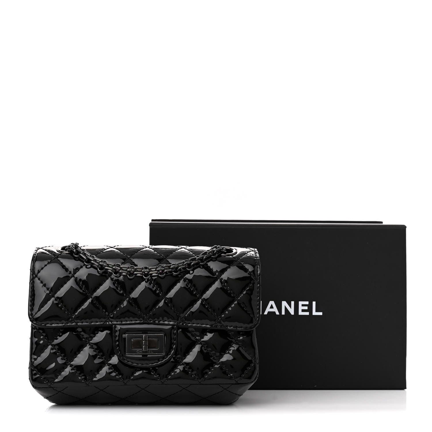 Chanel Patent Calfskin Quilted 2.55 Reissue Mini Flap So Black 12 of 12