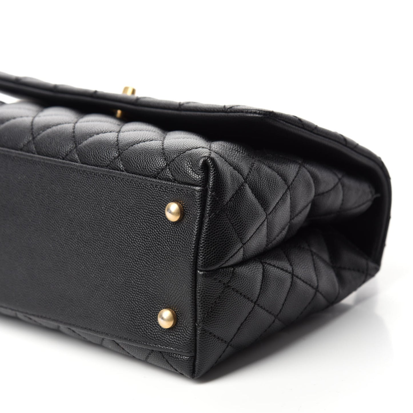 Caviar Lizard Quilted Small Coco Handle Flap Black