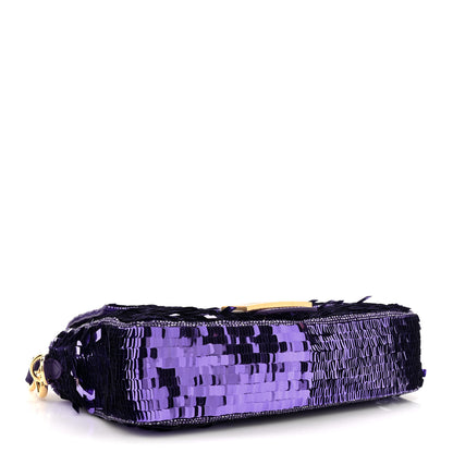 Fendi Sequin Paillettes Shiny Nappa Sex and the City Baguette Viola Purple Rain 4 of 10