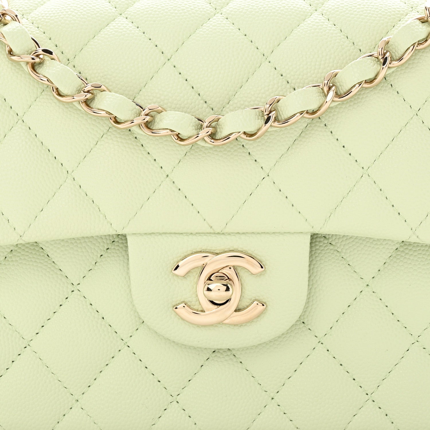 Chanel Caviar Quilted Small Double Flap Light Green 8 of 11