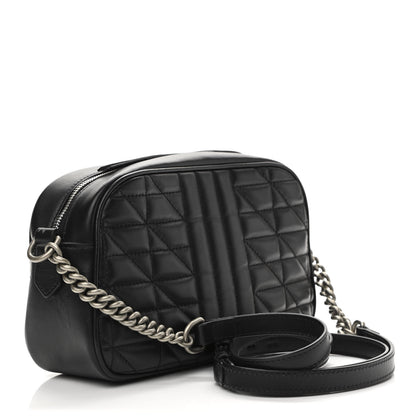 Gucci Calfskin Matelasse Aria Small GG Marmont Chain Shoulder Bag Black 3 of 11