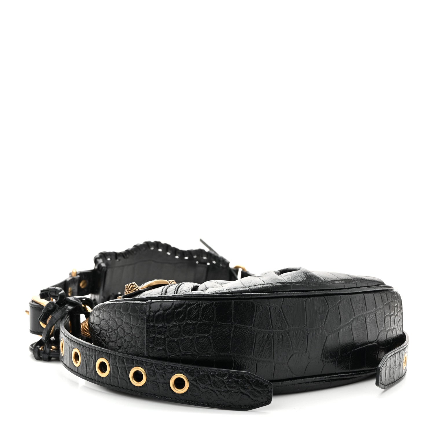 Balenciaga Extra Supple Calfskin Crocodile Embossed Le Cagole Shoulder Bag XS Black 5 of 11