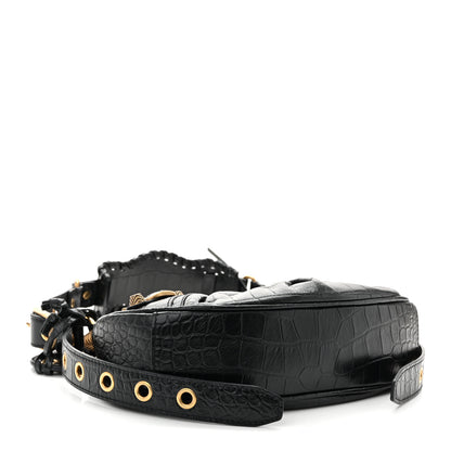 Balenciaga Extra Supple Calfskin Crocodile Embossed Le Cagole Shoulder Bag XS Black 5 of 11