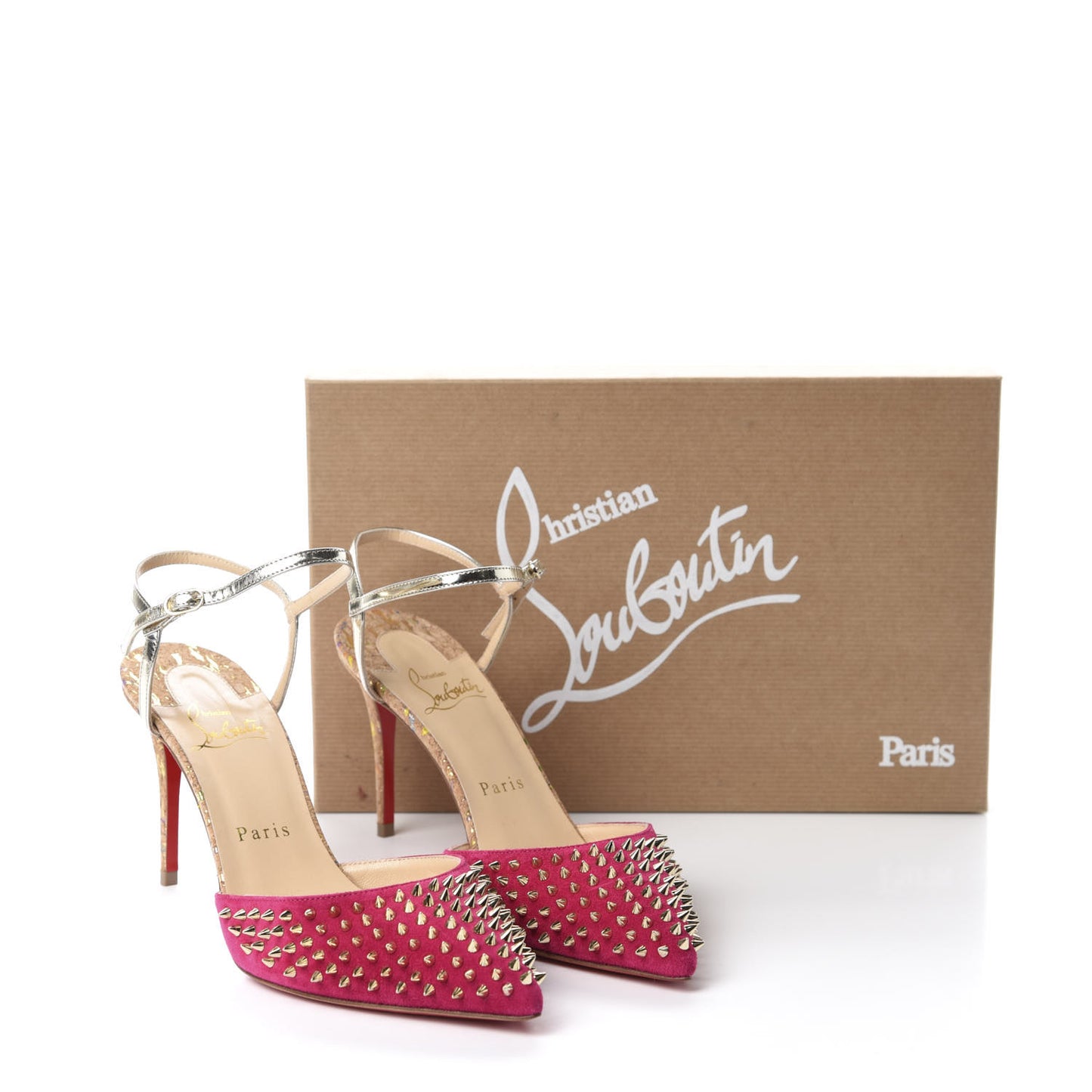 Suede Lame Cork Baila Spike 100 Pumps 37.5 Rosa