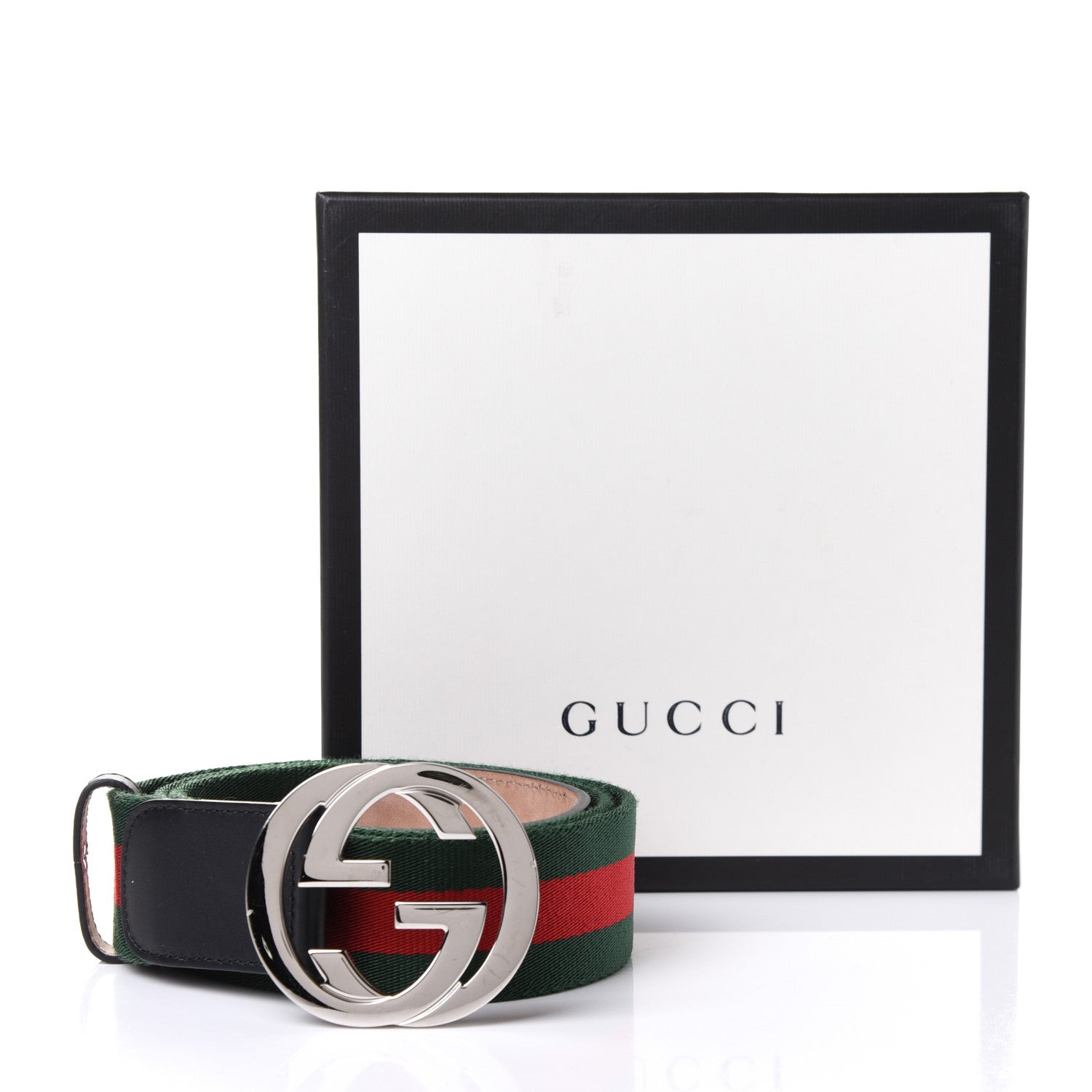 Gucci Calfskin Web Interlocking G Belt 100 40 Black 6 of 6
