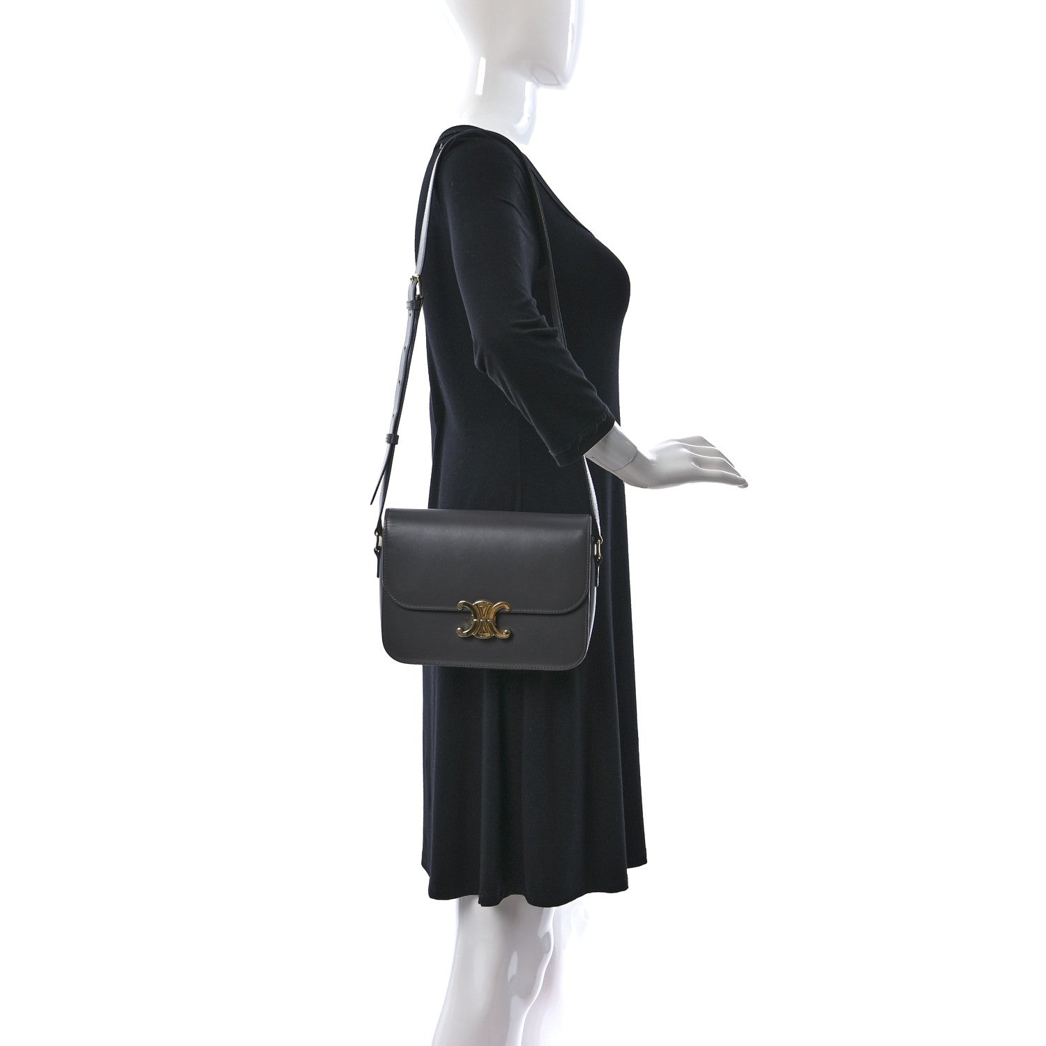 Celine Shiny Calfskin Medium Triomphe Grey 2 of 21