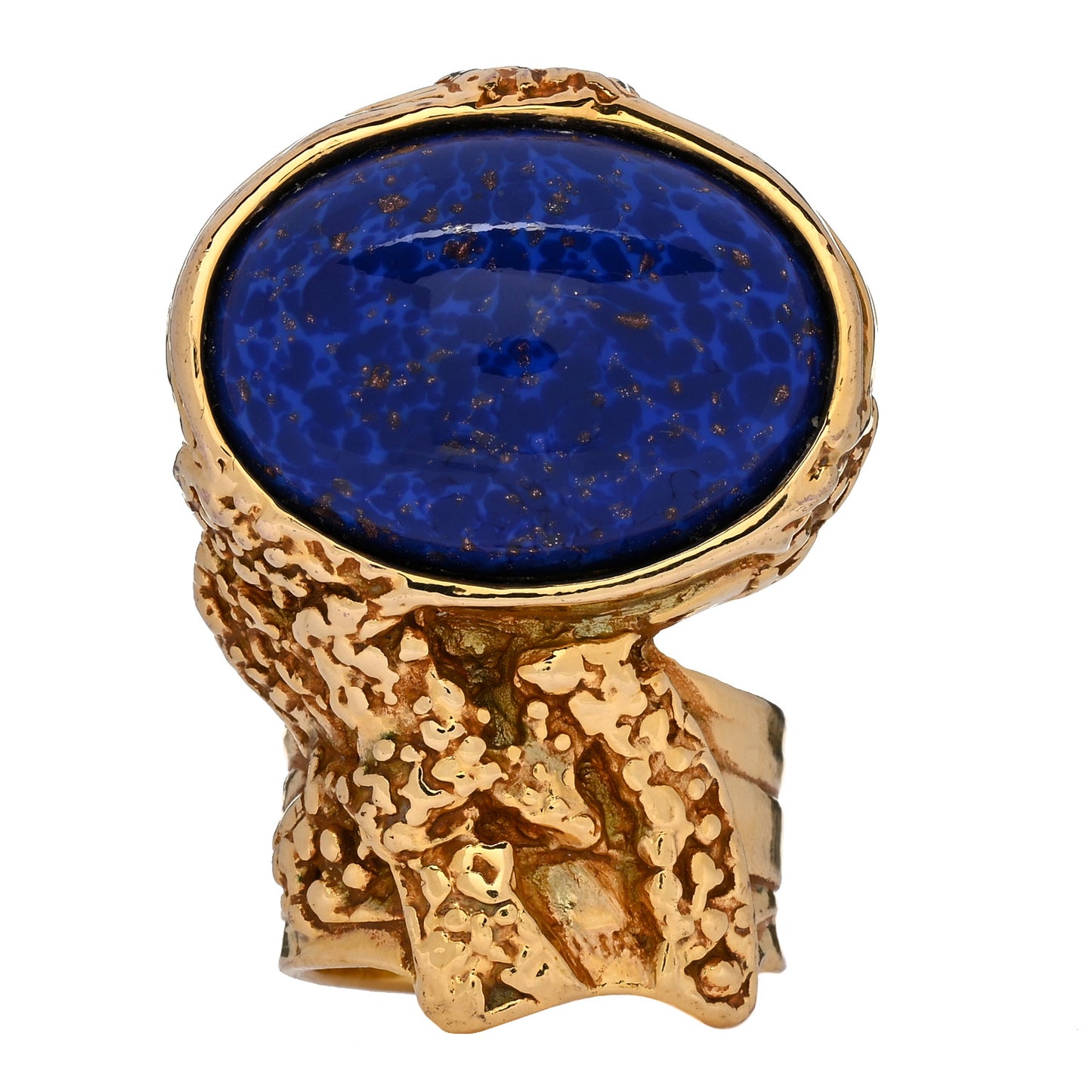 Glass Cabochon Arty Ovale Ring 54 7 Gold Lapis