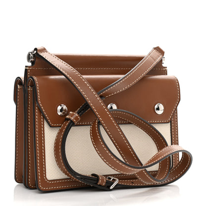 Burberry Smooth Calfskin Canvas Horseferry Print Mini Title Bag with Pocket Natural Malt Brown 3 of 10