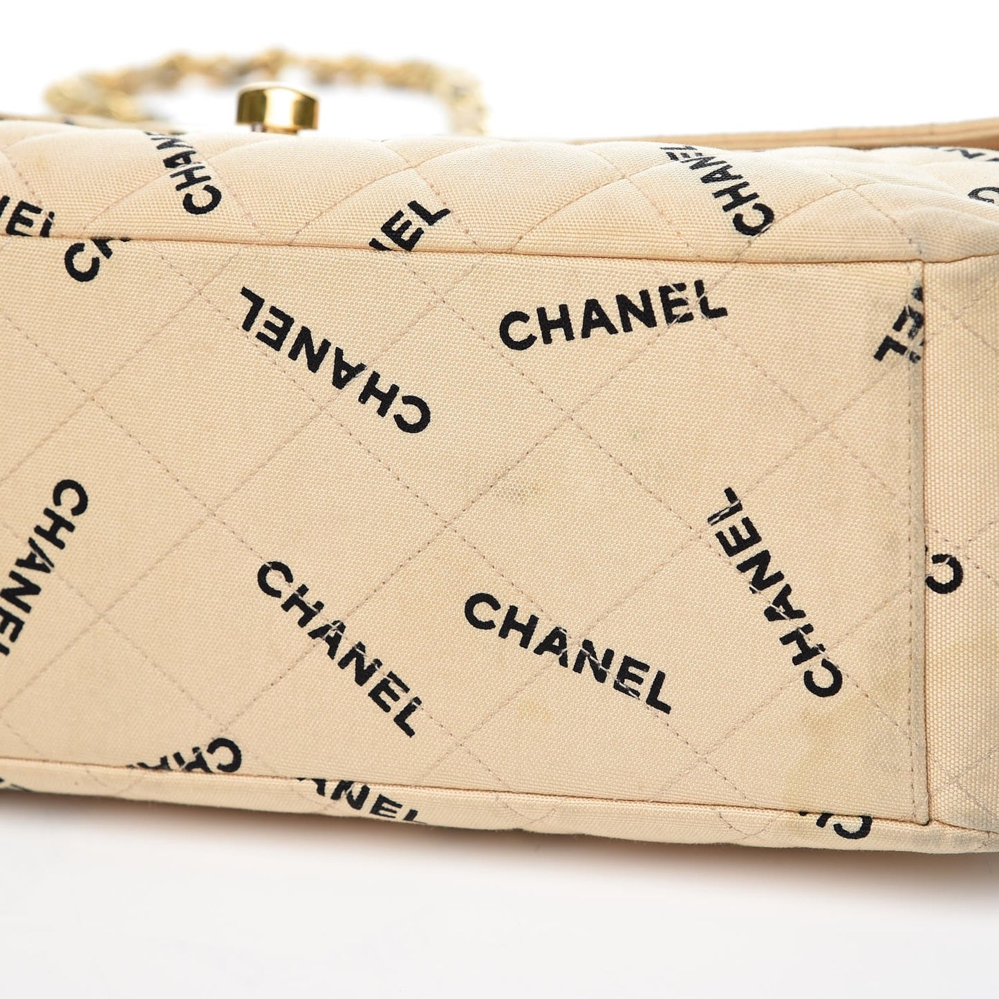 Canvas Quilted XL Jumbo Single Flap Beige