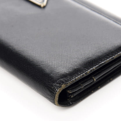 Prada Saffiano Continental Flap Wallet Black 10 of 10