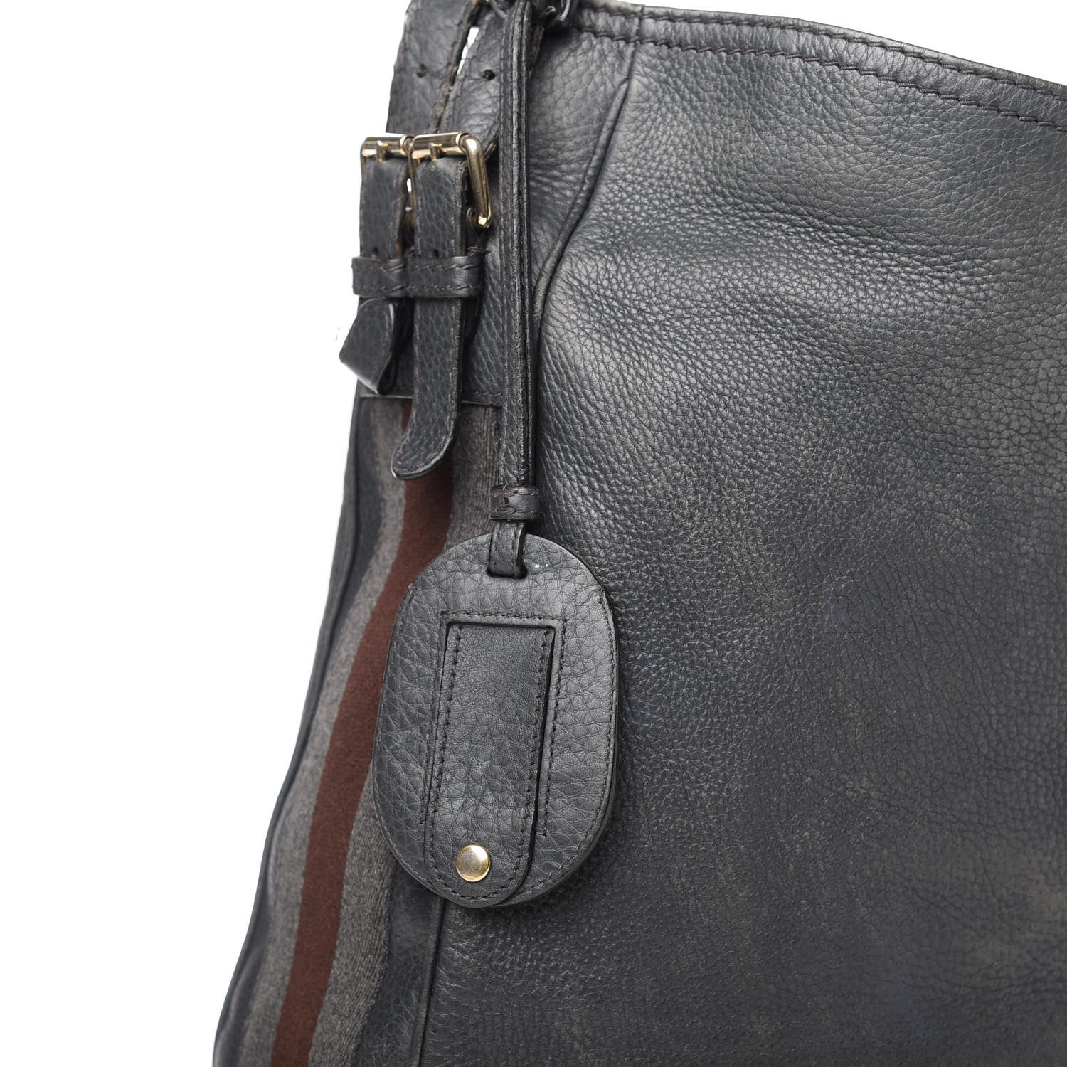 Gucci Pebbled Calfskin Medium Heritage Shoulder Bag Charcoal Grey 10 of 14