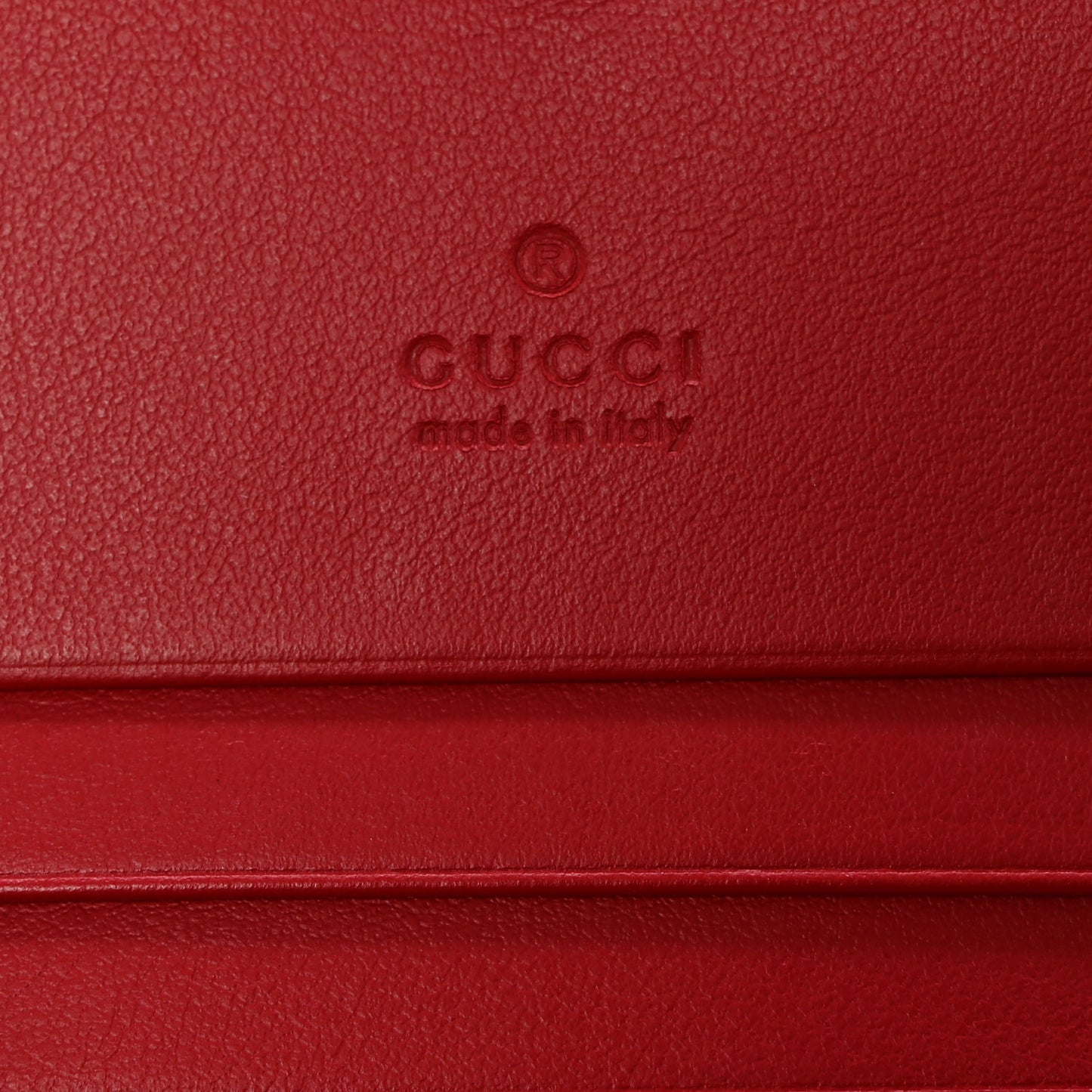 Calfskin Matelasse GG Marmont Card Case Wallet Hibiscus Red
