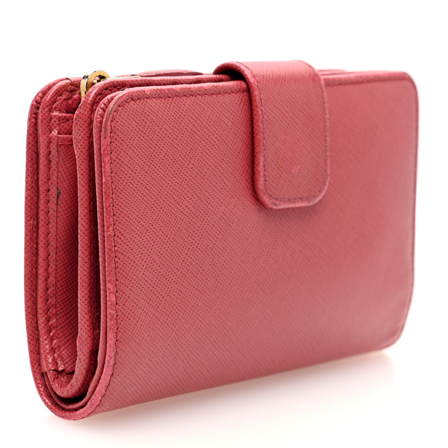 Prada Saffiano Metal Compact Wallet Peonia 3 of 7