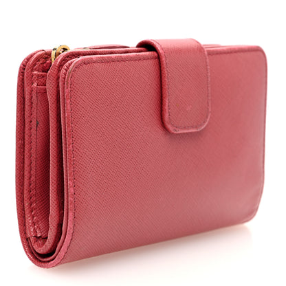 Prada Saffiano Metal Compact Wallet Peonia 3 of 7