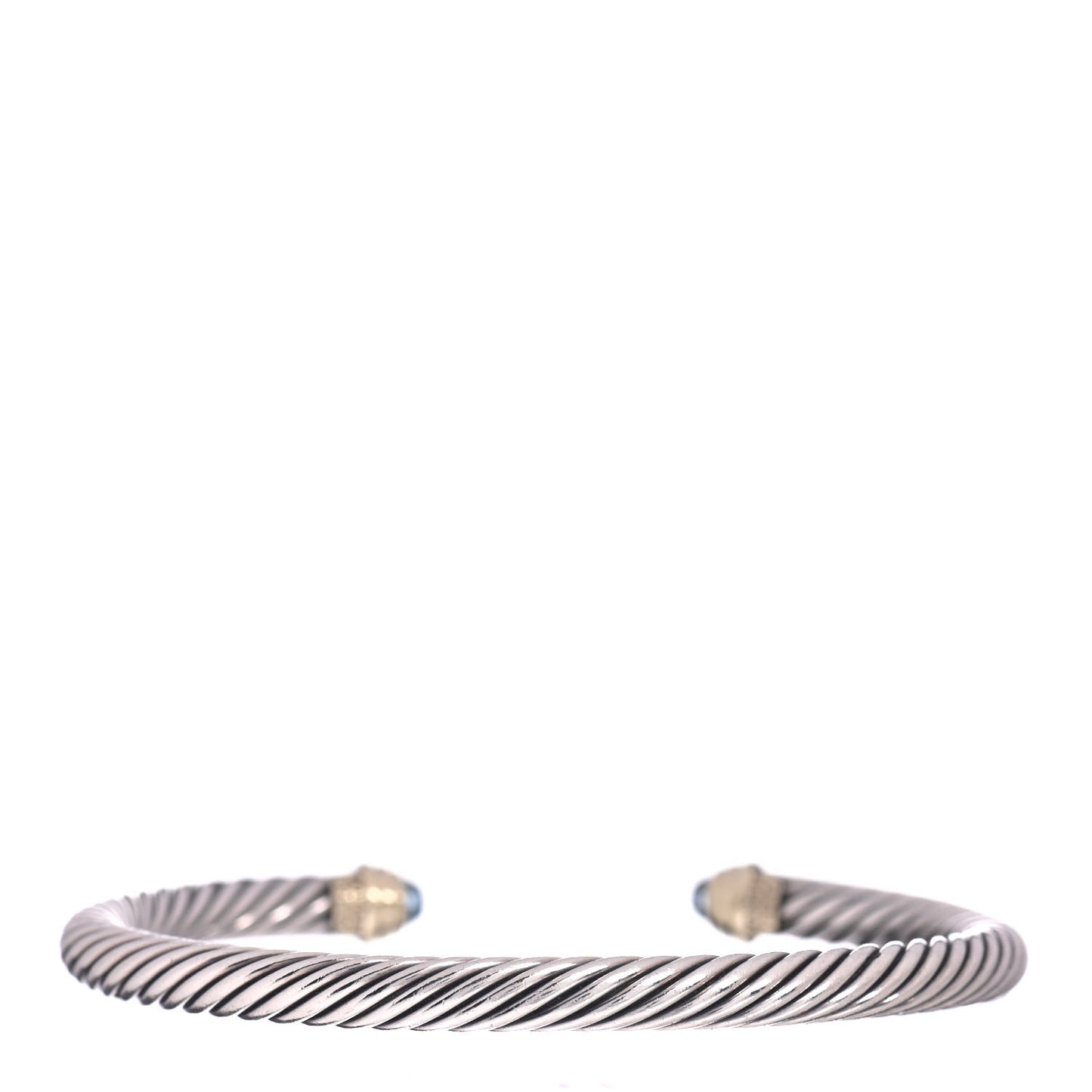 Sterling Silver 14K Yellow Gold Blue Topaz 5mm Cable Classics Petite Color Bracelet