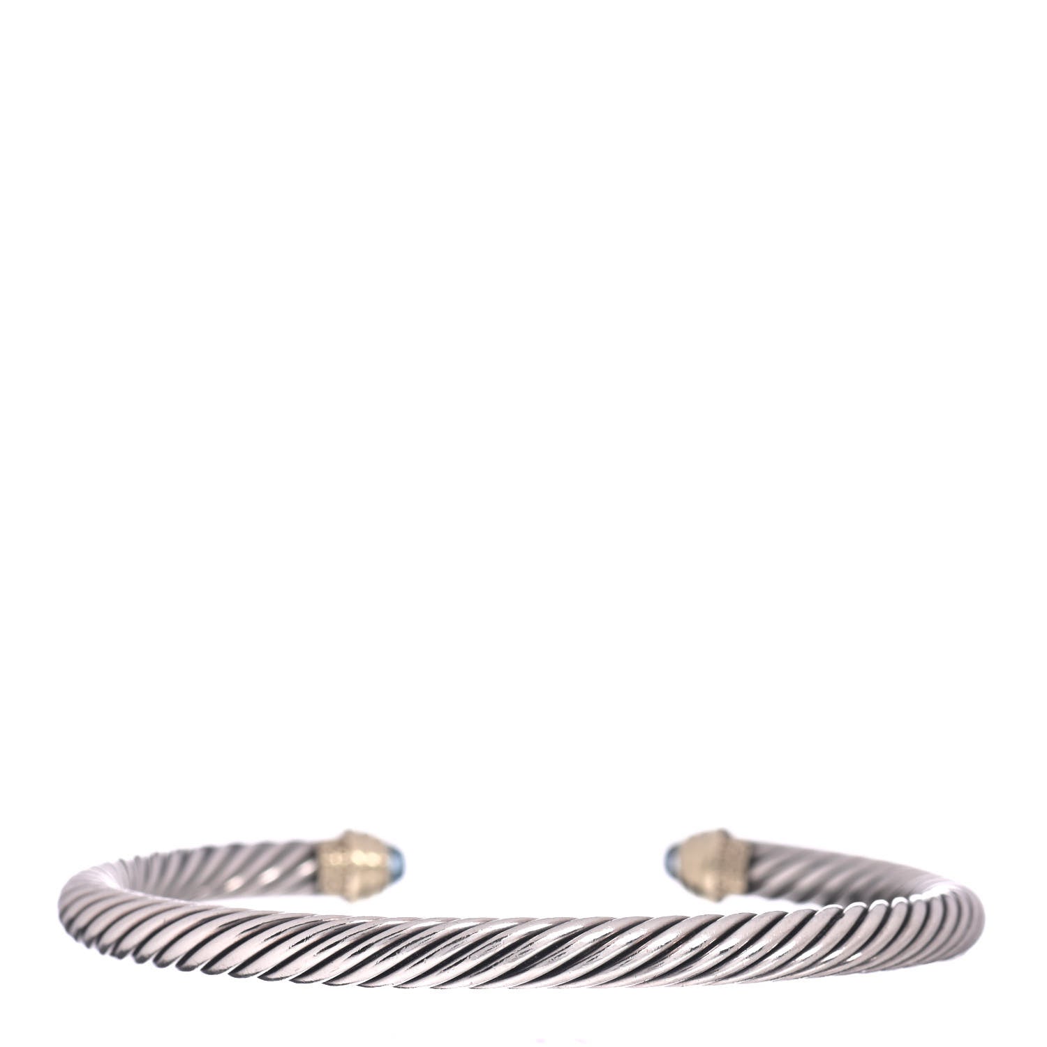 David Yurman Sterling Silver 14K Yellow Gold Blue Topaz 5mm Cable Classics Petite Color Bracelet 3 of 4