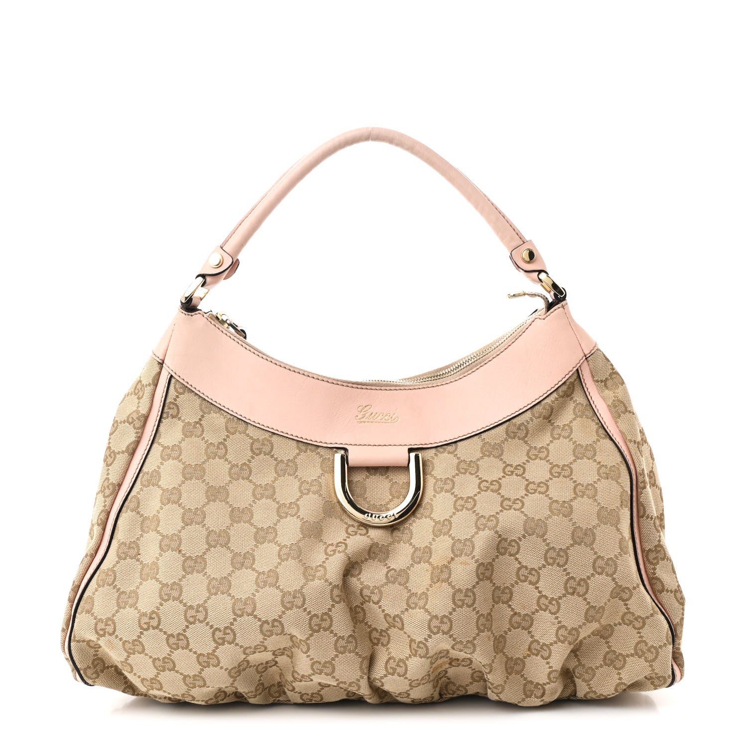 Gucci Monogram Medium D Gold Ring Hobo Pink 1 of 12