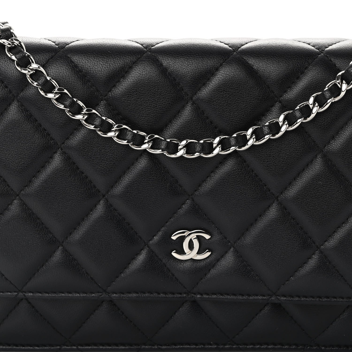 Chanel Lambskin Quilted Wallet On Chain WOC Black 7 of 10