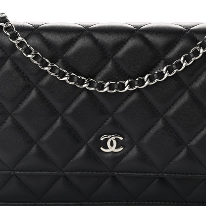 Chanel Lambskin Quilted Wallet On Chain WOC Black 7 of 10