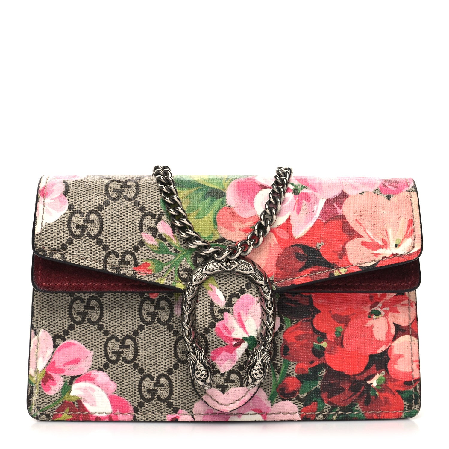 Gucci GG Supreme Monogram Blooms Super Mini Dionysus Shoulder Bag Beige Multicolor Dry Rose 1 of 12