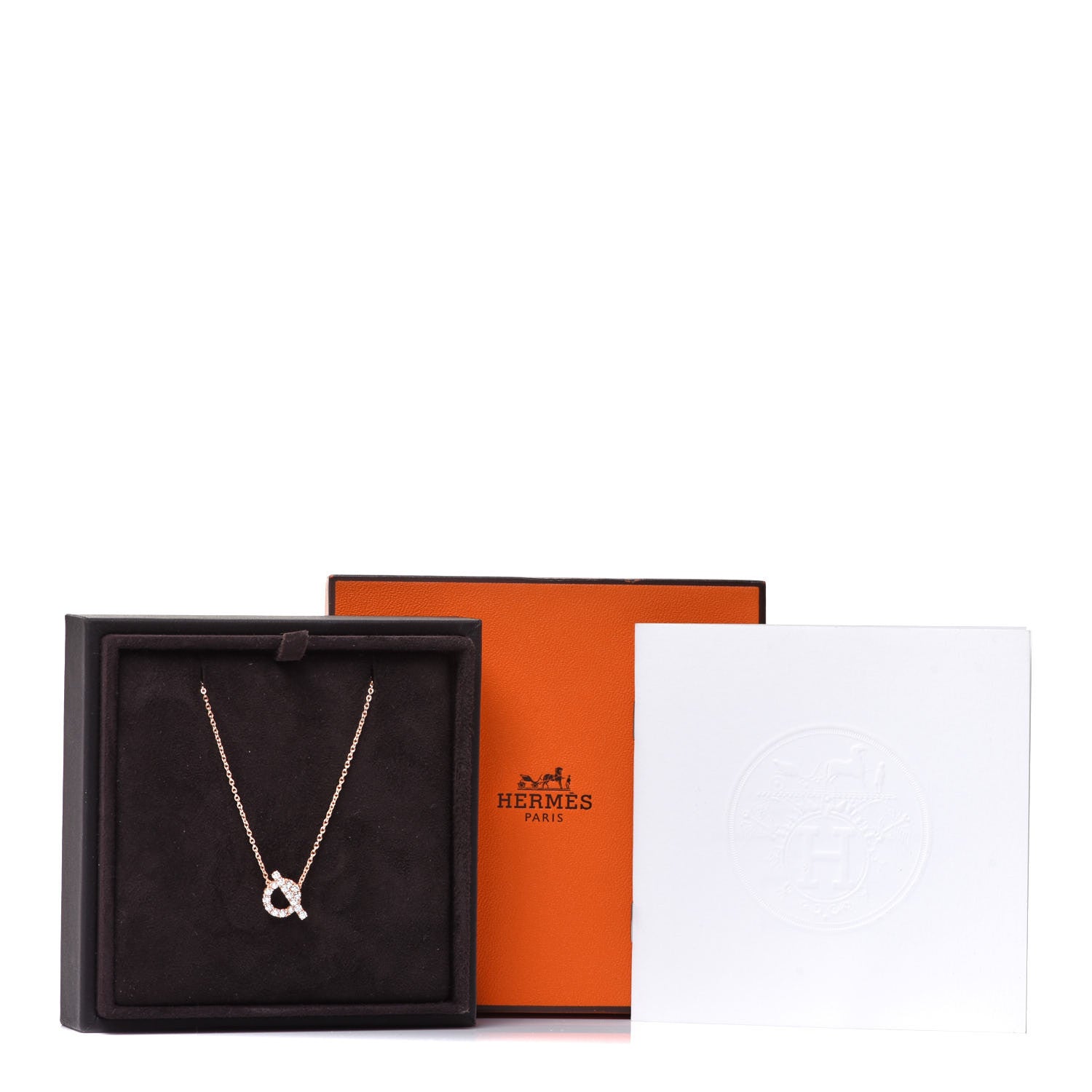 Hermes 18K Rose Gold Diamond Finesse Pendant Necklace 6 of 6