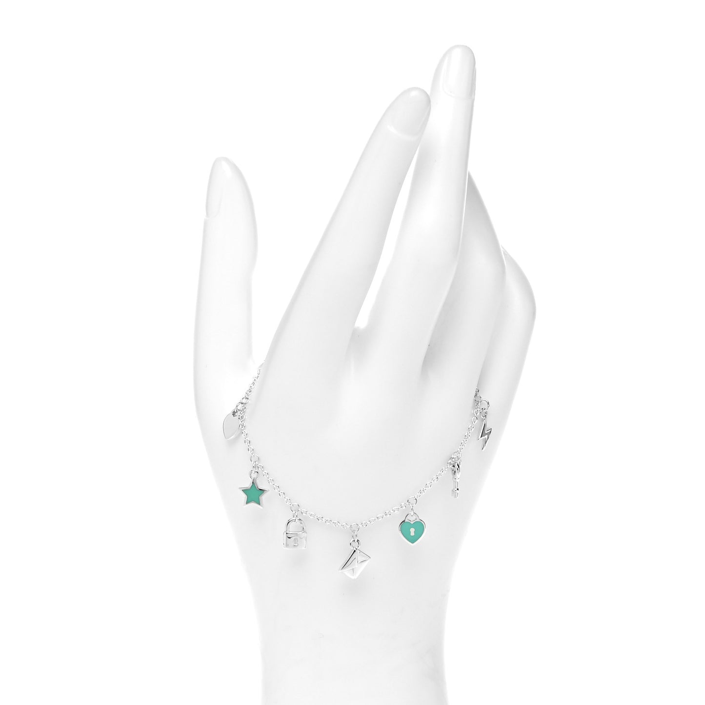 Sterling Silver Enamel Love Notes Charm Bracelet Blue