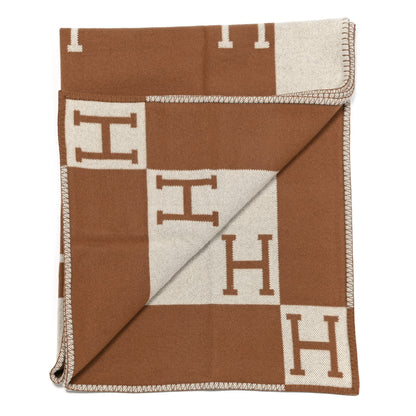 Hermes Wool Cashmere New Classic Avalon Blanket Ecru Camel 2 of 3