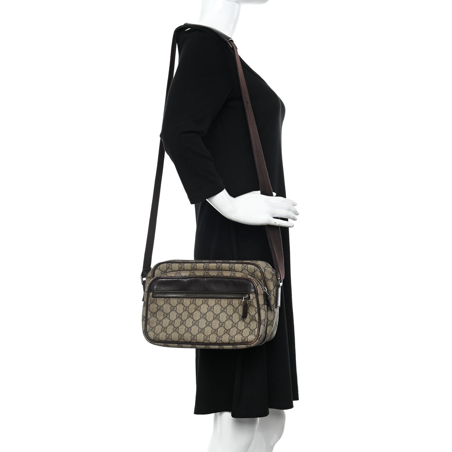 GG Plus Monogram Camera Bag Dark Brown