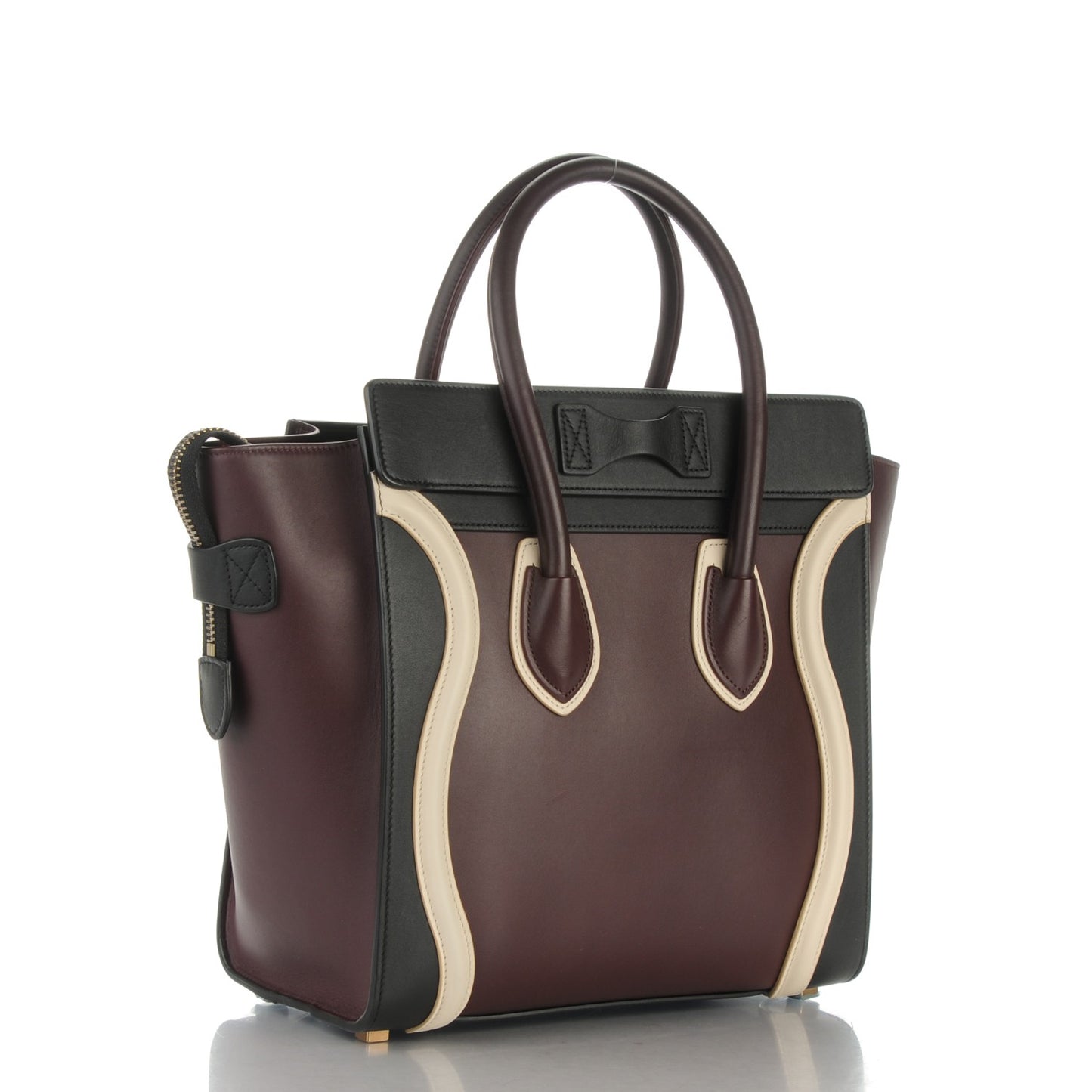 Smooth Calfskin Micro Tri-Color Luggage Burgundy
