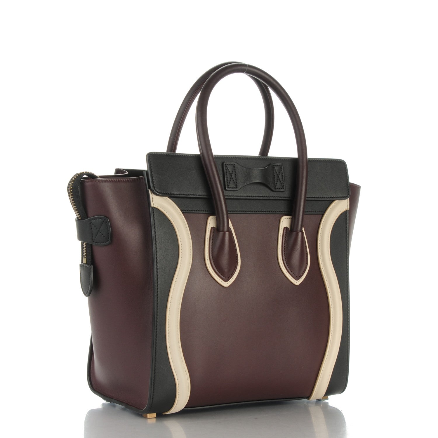 Celine Smooth Calfskin Micro Tri-Color Luggage Burgundy 3 of 8