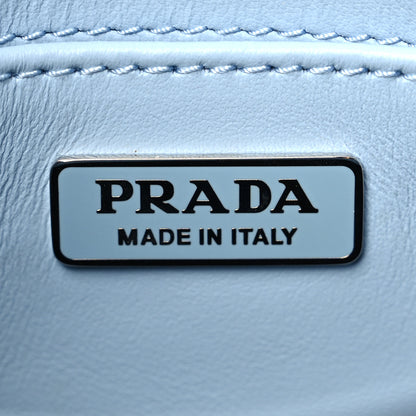 Prada Spazzolato Cleo Flap Shoulder Bag Celeste Black 5 of 5