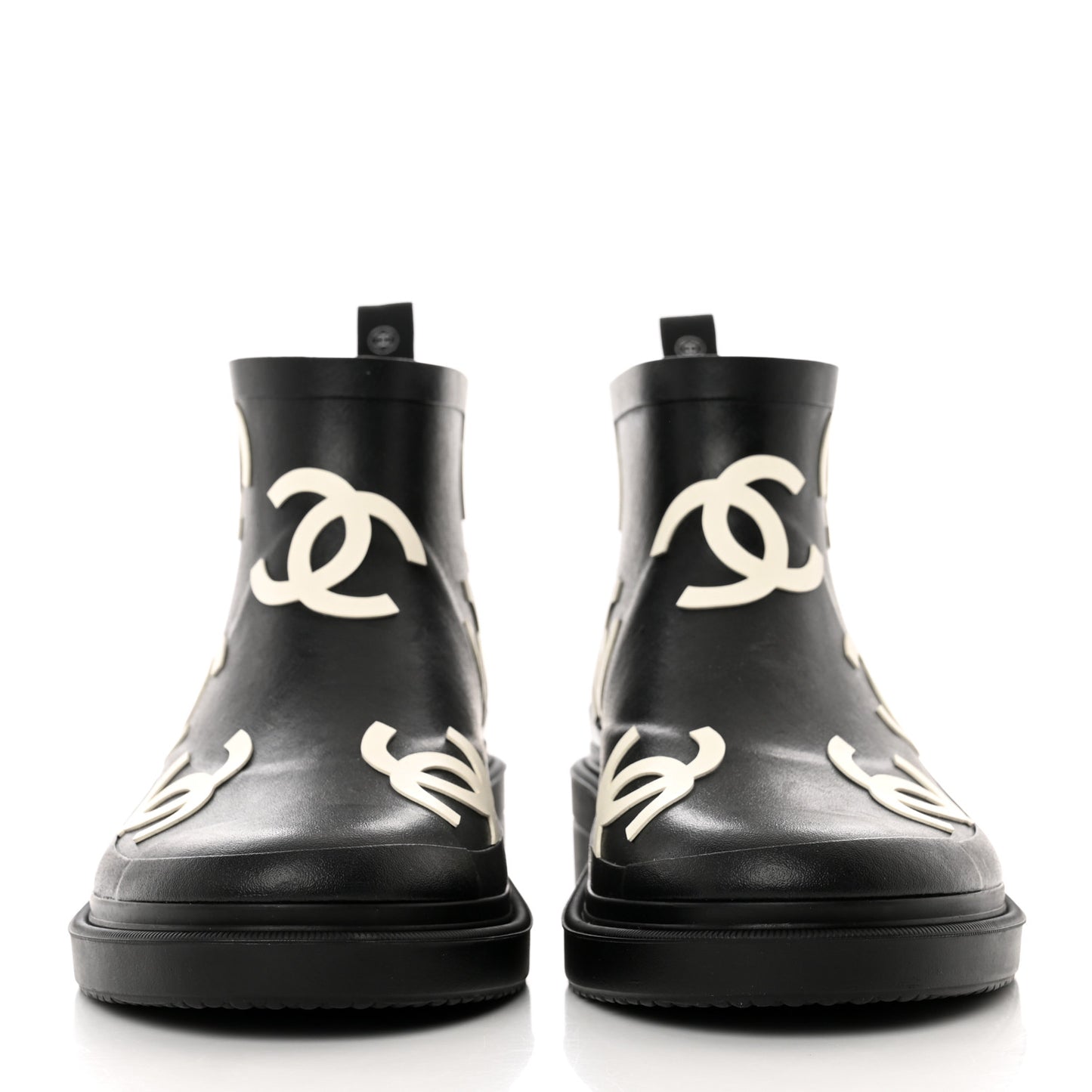 Rubber CC Print Boots 39 Black