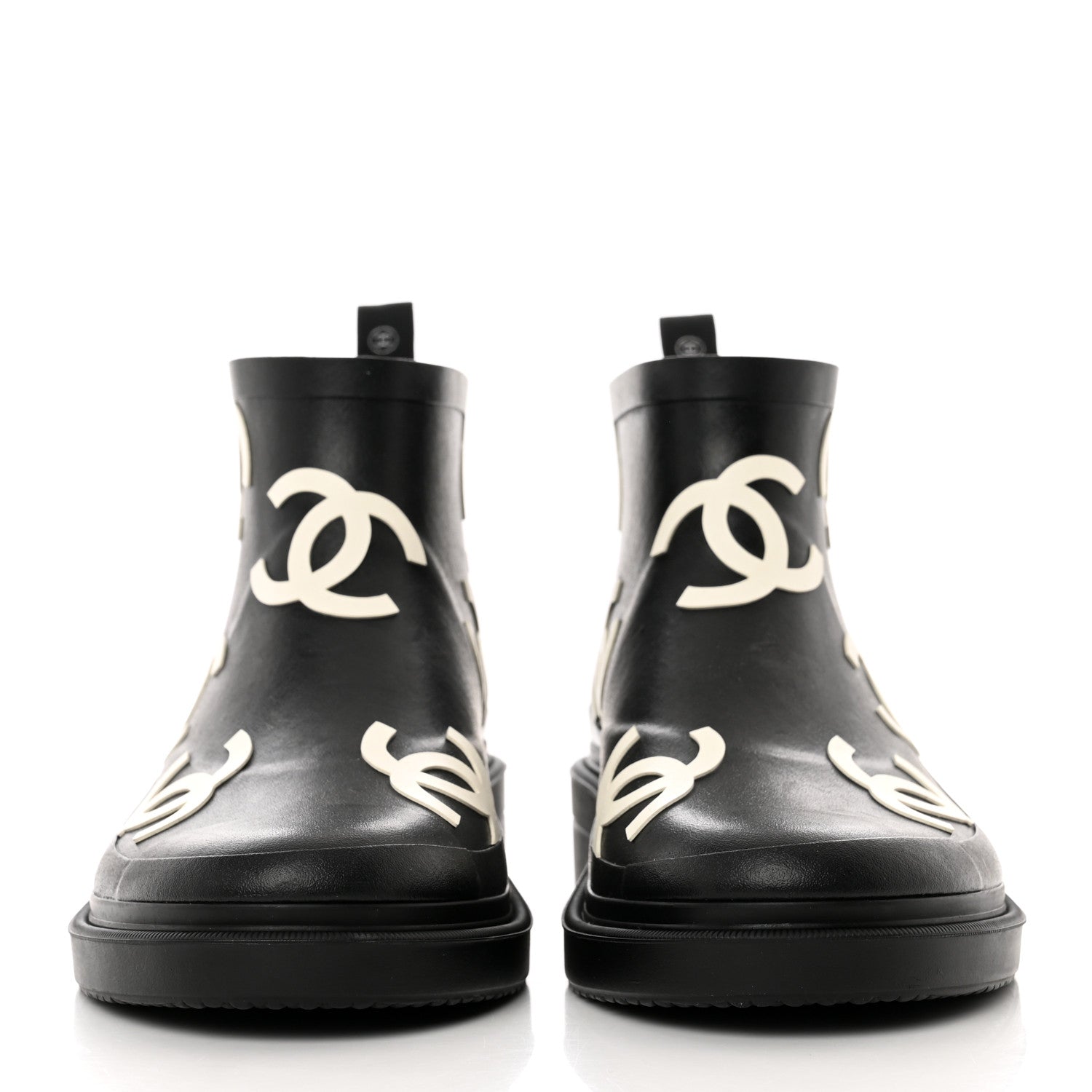Chanel Rubber CC Print Boots 39 Black 2 of 9