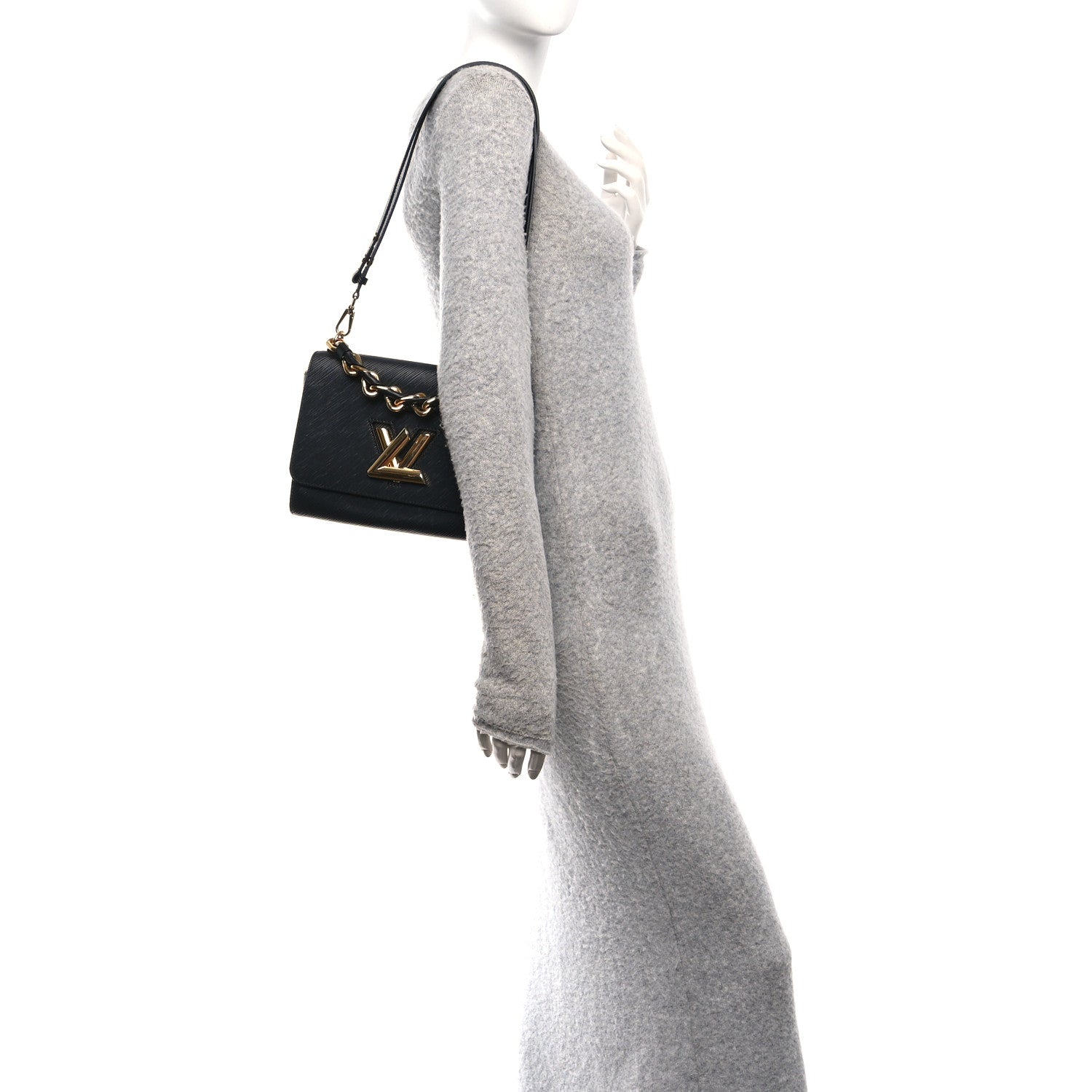 Louis Vuitton Epi Twist Braided Strap Shoulder Bag MM Black