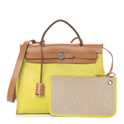 Hermes Toile Vache Hunter Herbag Zip 31 PM Soufre 1 of 12